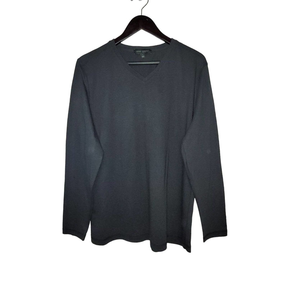 ROBERT BARAKETT‎ Montreal Men's Size Large V Neck Long Sleeve Cotton Shirt Gray